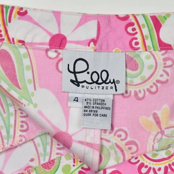 Vintage Lilly Pulitzer Pink Sands Cheery-O Pants Paisley - Picture 6 of 6